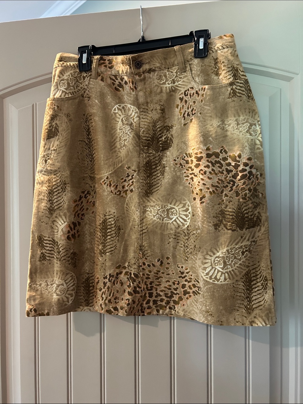 bill blass Tan Printed A-Line Skirt